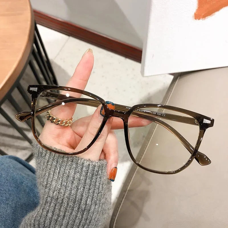 Finished Ladies Myopia Glasses Retro Anti Blue Light Eyeglasses Optical Prescription