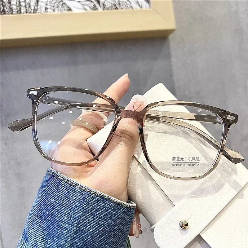 Finished Ladies Myopia Glasses Retro Anti Blue Light Eyeglasses Optical Prescription