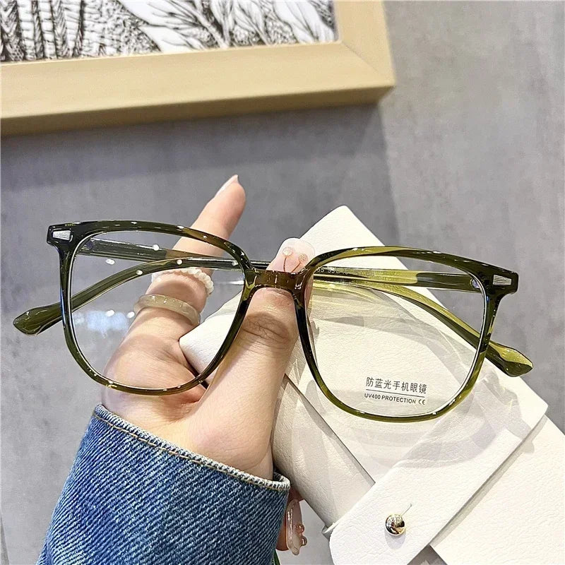 Finished Ladies Myopia Glasses Retro Anti Blue Light Eyeglasses Optical Prescription