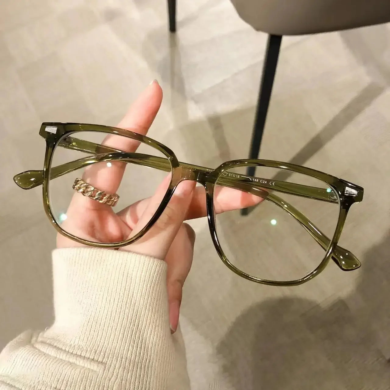 Finished Ladies Myopia Glasses Retro Anti Blue Light Eyeglasses Optical Prescription