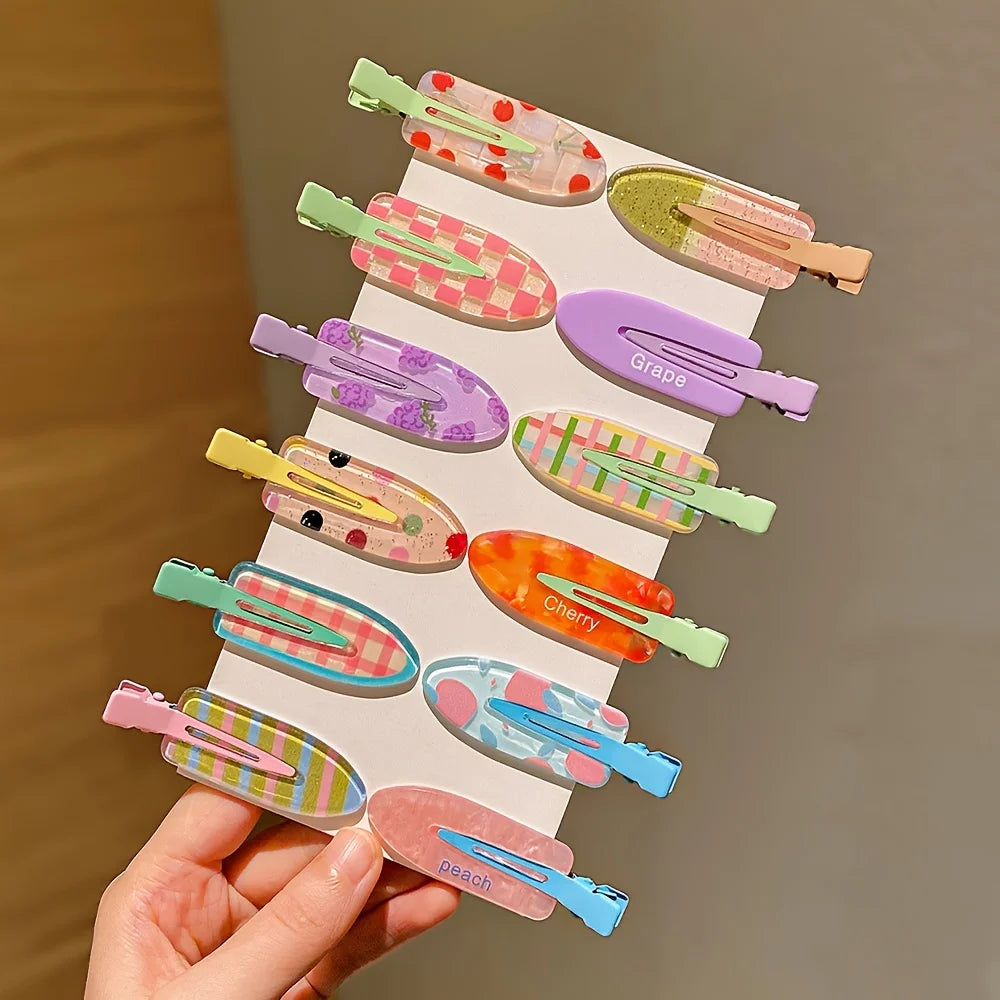 12 Pinzas multicolores para el cabello
