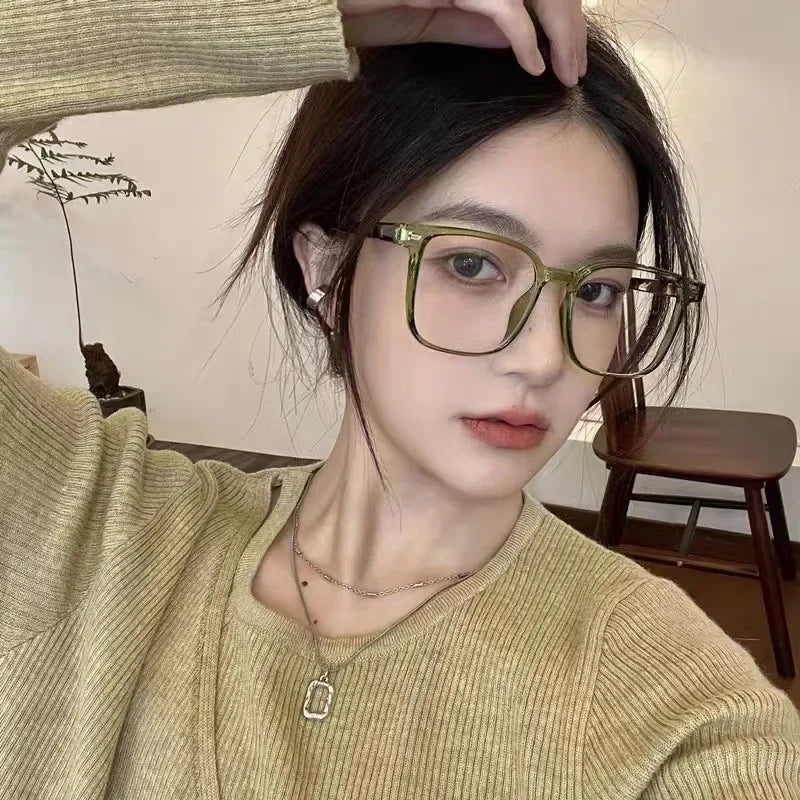 Finished Ladies Myopia Glasses Retro Anti Blue Light Eyeglasses Optical Prescription