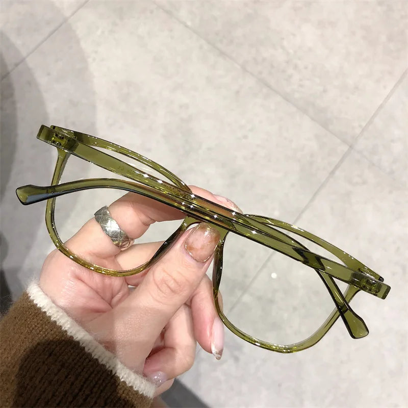 Finished Ladies Myopia Glasses Retro Anti Blue Light Eyeglasses Optical Prescription