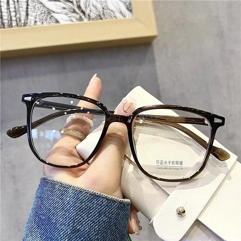 Finished Ladies Myopia Glasses Retro Anti Blue Light Eyeglasses Optical Prescription