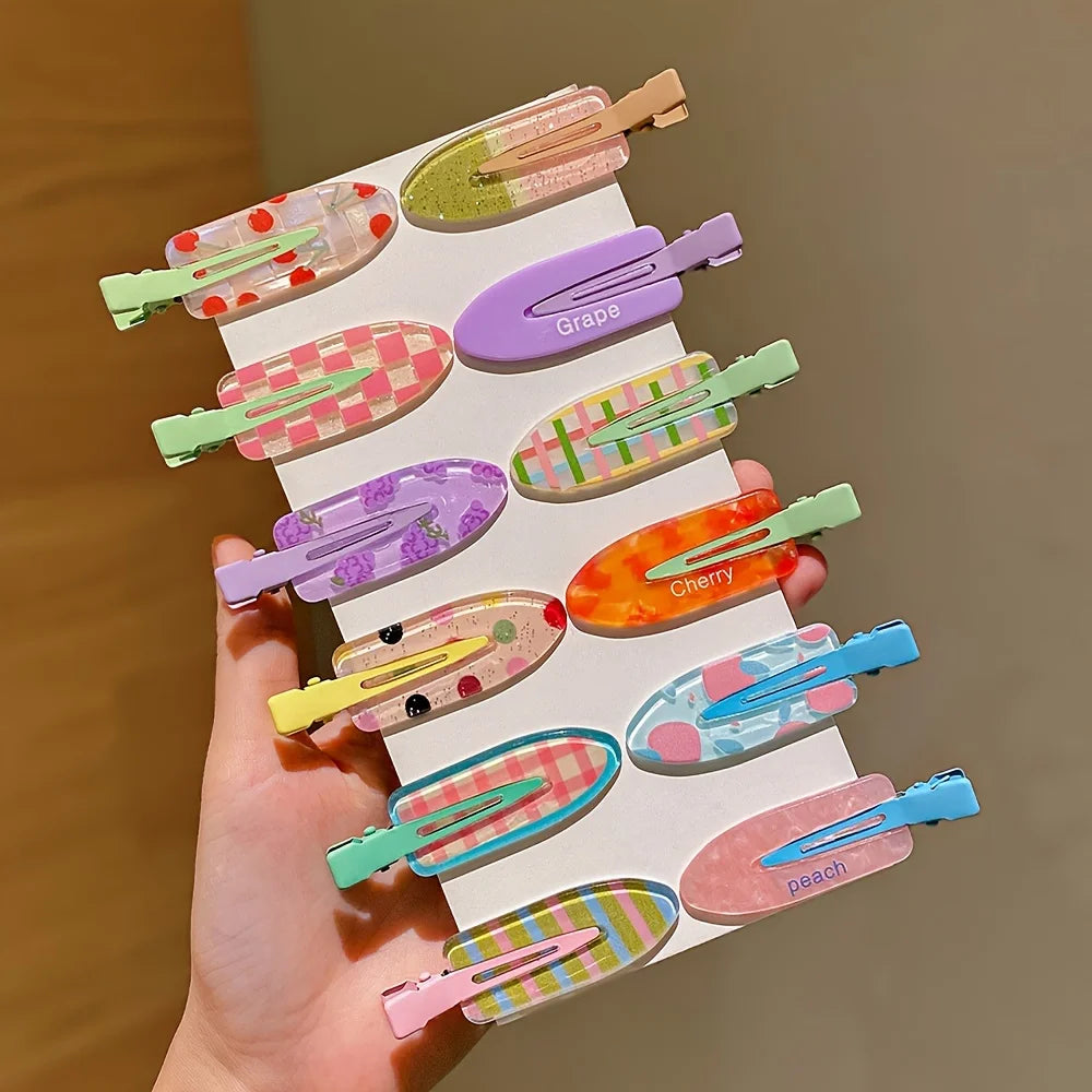 12 Pinzas multicolores para el cabello