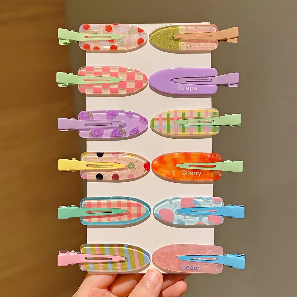 12 Pinzas multicolores para el cabello