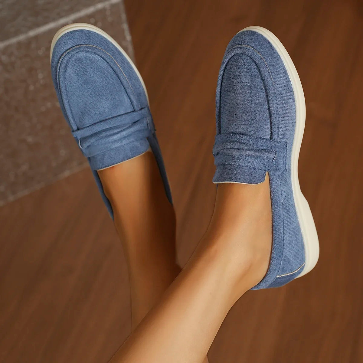 Zapatillas para mujer elegantes y cómodas Style Lazy One-Piece , Large Size Retro Flat Comfortable Beanie Shoes