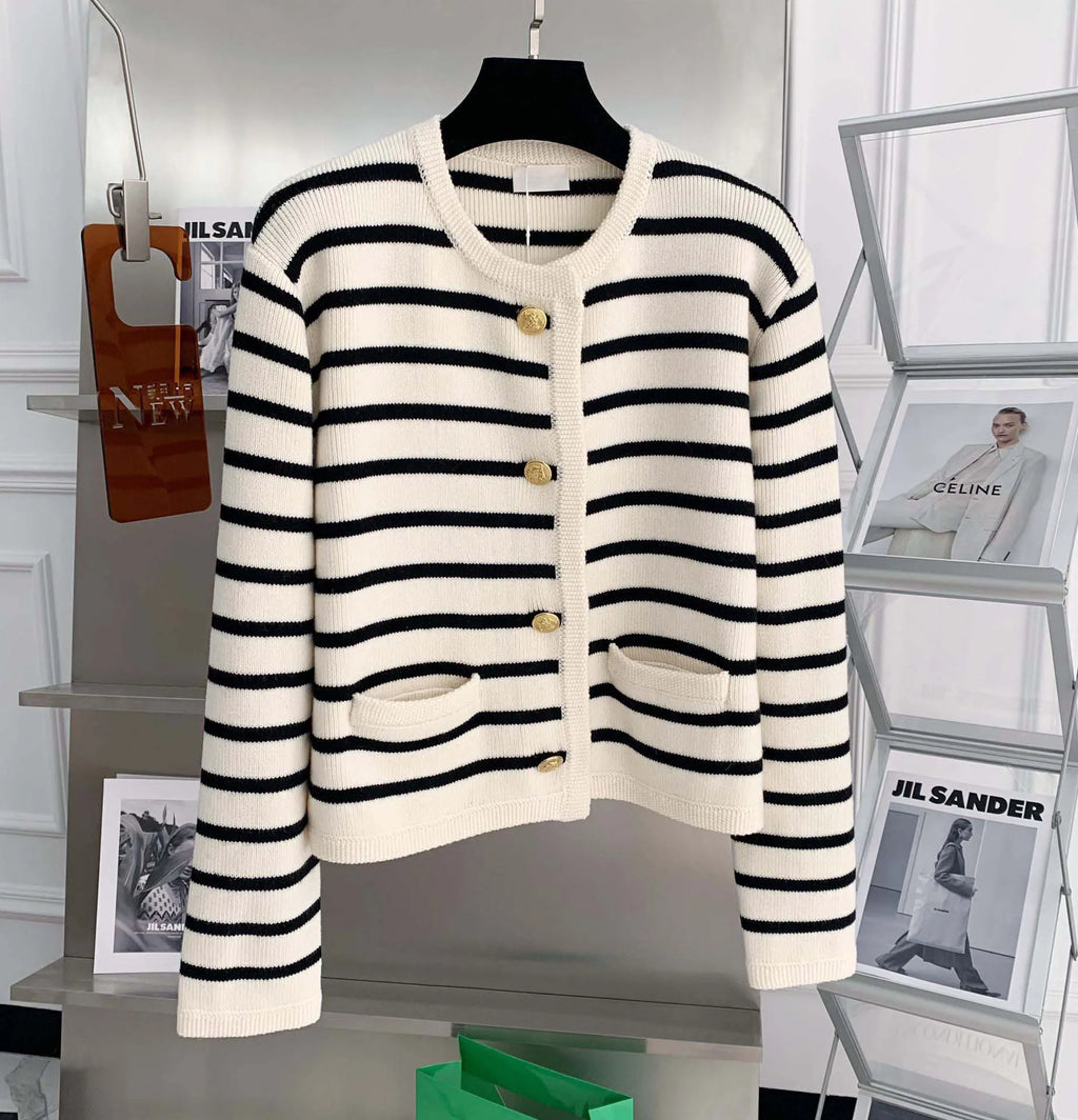 Women Stripe Knitted Cardigans Spring