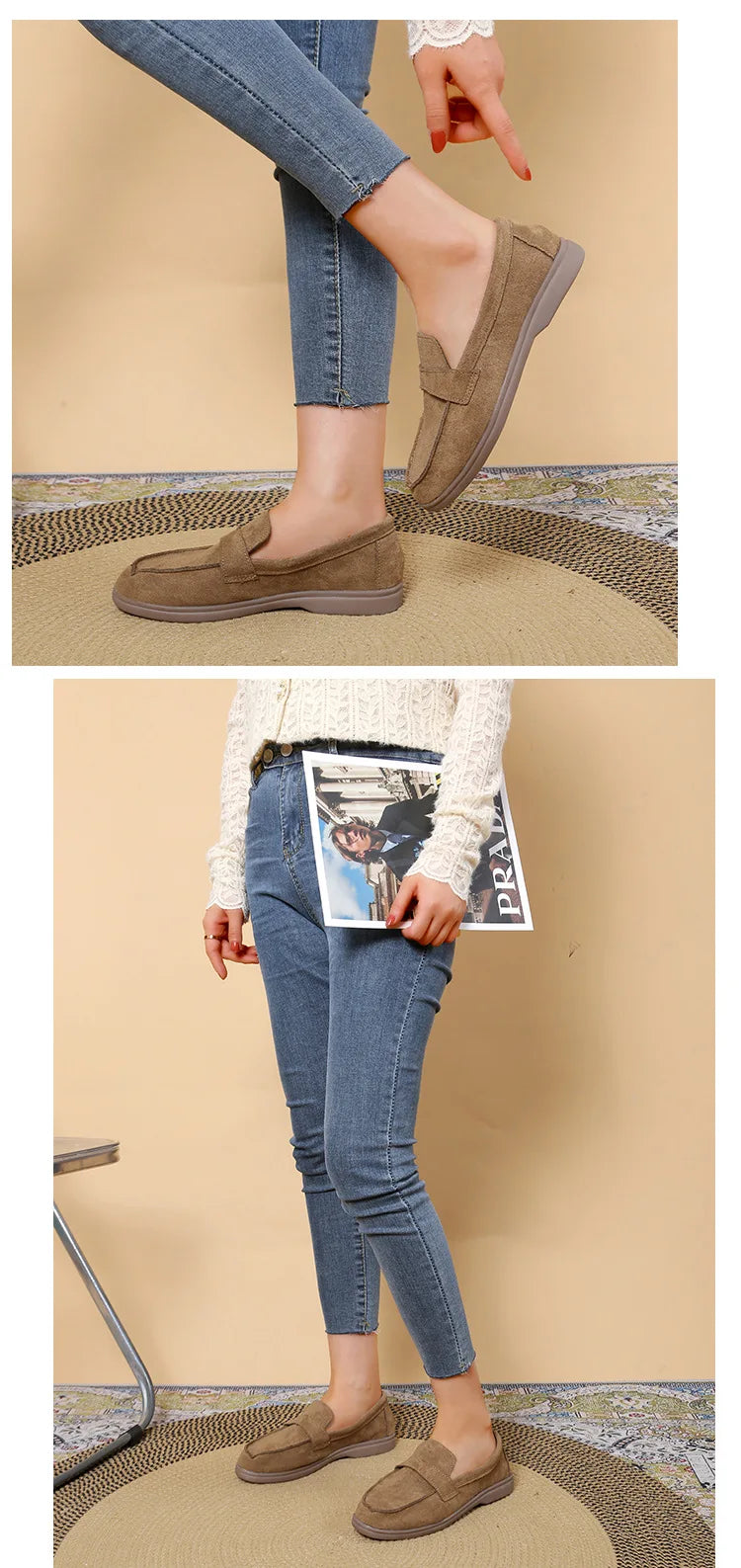 Zapatillas para mujer cómodas y elegantes  comfortable and versatile flat loafers Woman Casual Lightweight