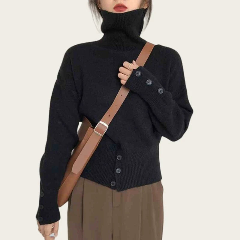 Autumn Fashion Hem Button Sweater Winter New Elegant .Cardigan para mujer