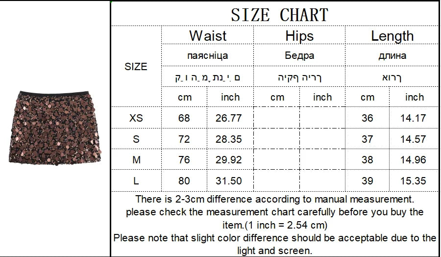 Women Sexy Sequined Mini Skirts Solid Color Fashion Side Zipper High Waist Ladies Chic Casual Street Skirts