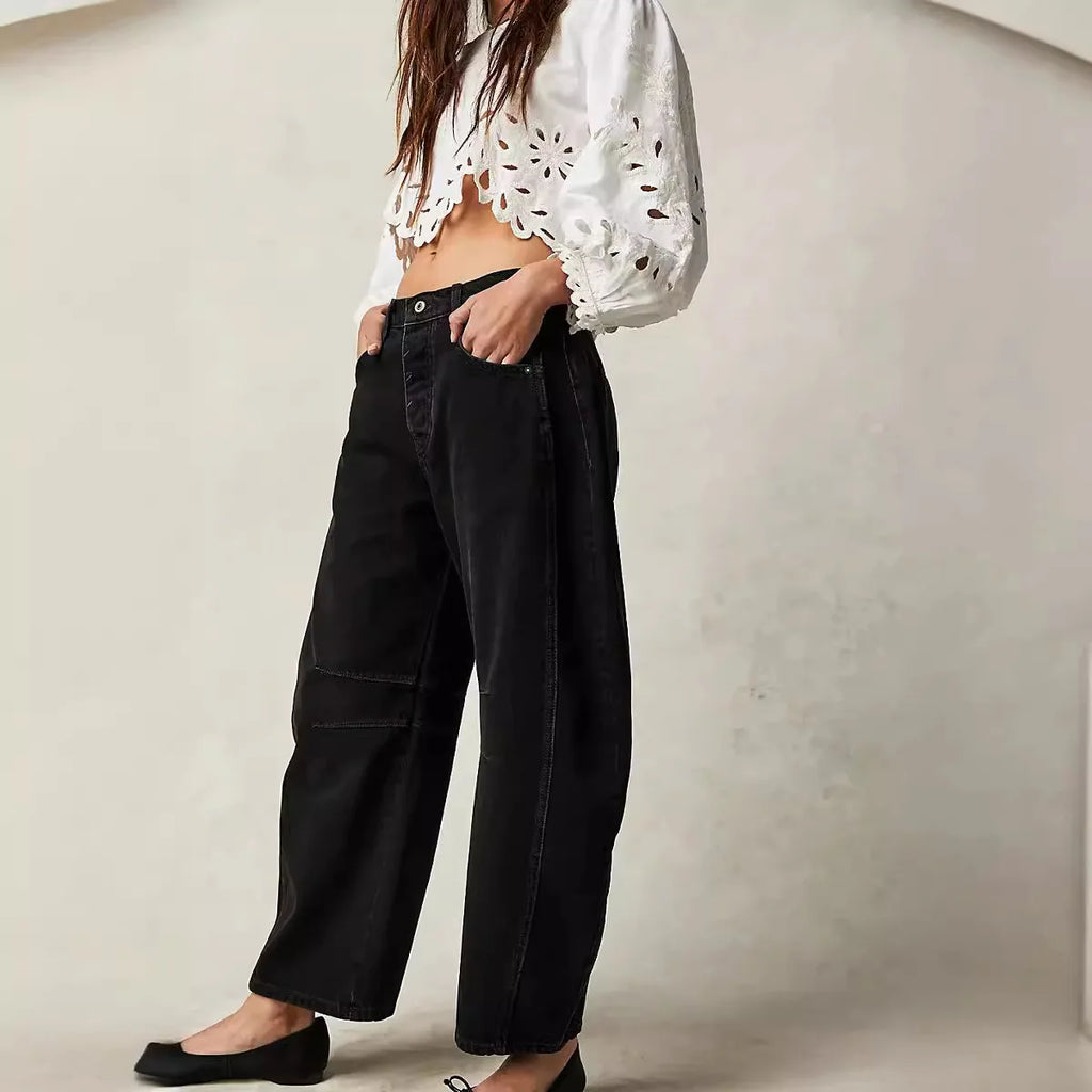 Washed Jeans Women Wide Leg Pants