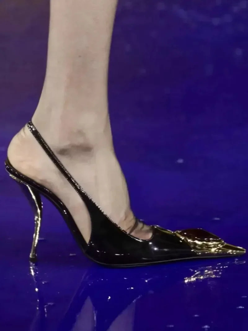 Zapatos de tacón elegantes para mujer con detalles metálicos  Luxury Metal Jewel Decoration Heels Women 2025