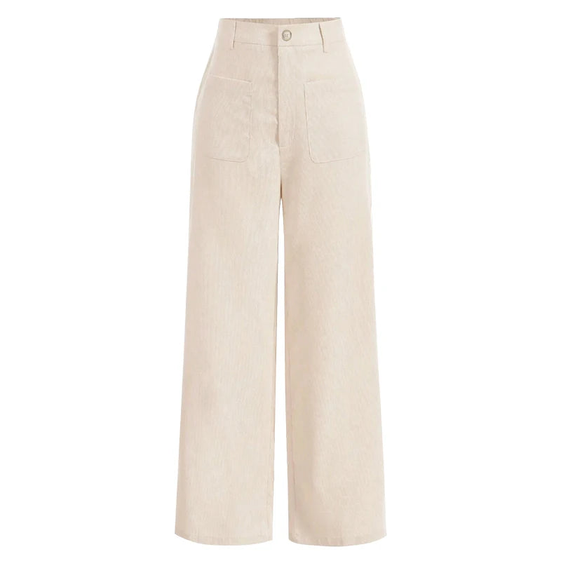 Women's Plain Pocket Button. Pantalones para mujer elegantes