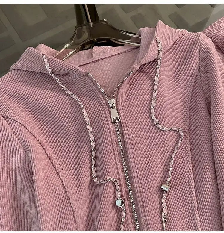 Women Two Piece Set Tracksuit Pant .Juego de patalon y blusa color rosa ideal para otoño invierno