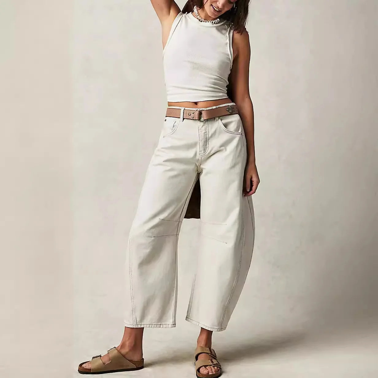 Washed Jeans Women Wide Leg Pants