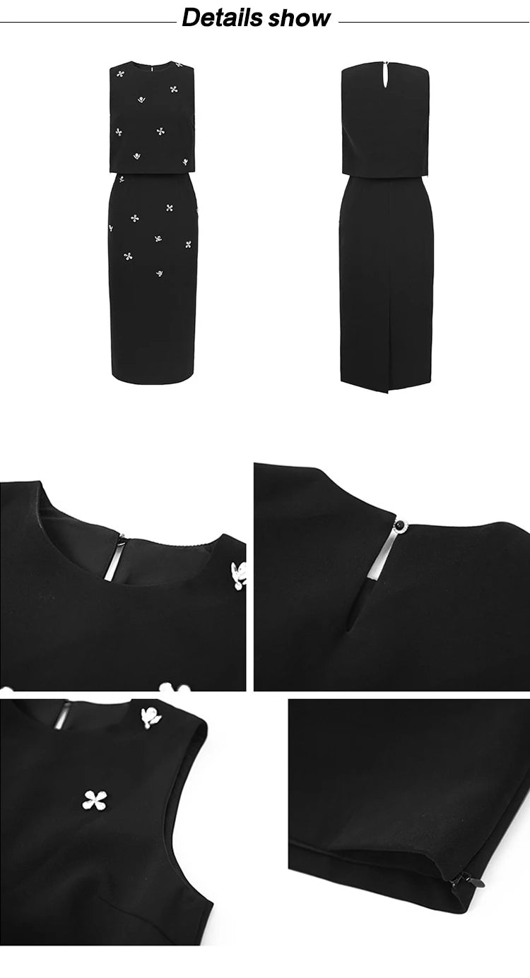Elegant Fashionable 2 Pieces Outfits Women,Vestido de mujer elegante con incrustaciones de piedras