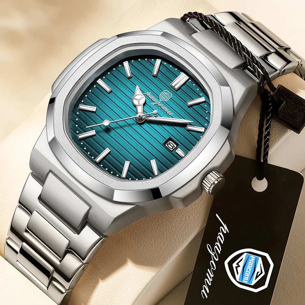 PAAZOMU Luxury Watch Stainless Steel Square