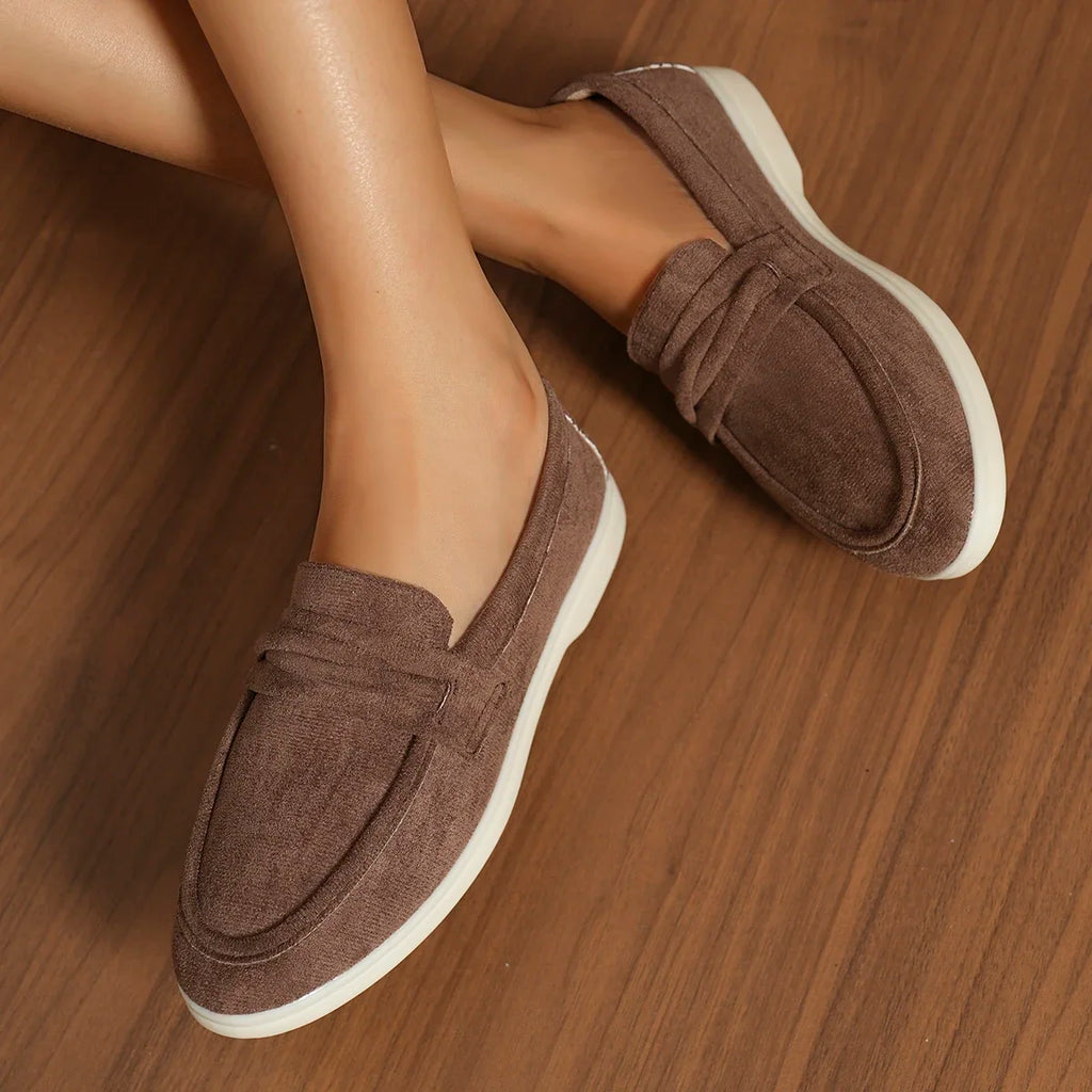 Zapatillas para mujer elegantes y cómodas Style Lazy One-Piece , Large Size Retro Flat Comfortable Beanie Shoes