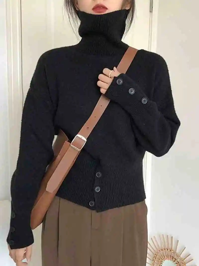 Autumn Fashion Hem Button Sweater Winter New Elegant .Cardigan para mujer