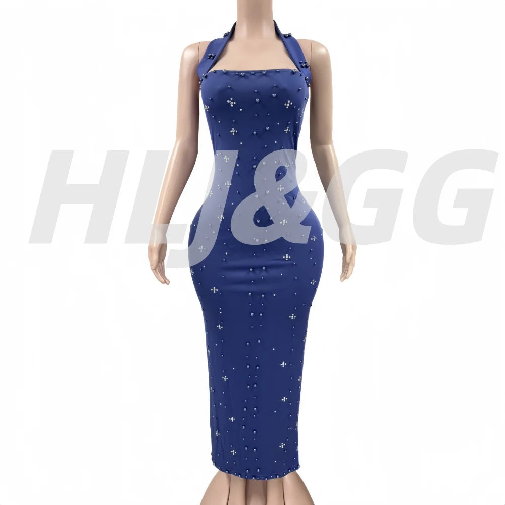 HLJ Elegant Pearls Patchwork,vestido elegante ideal para la Navidad ,con adornos de piedras