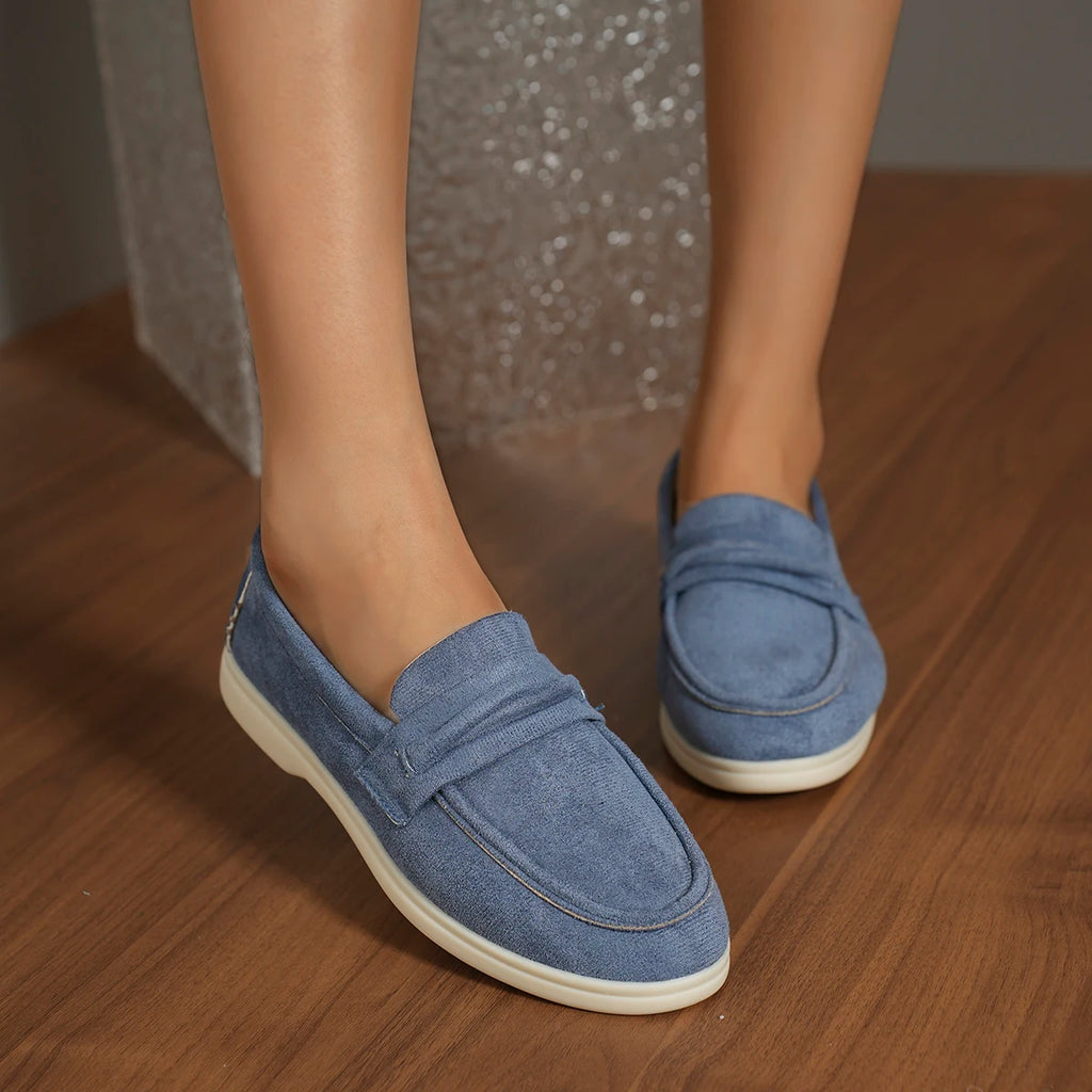 Zapatillas para mujer elegantes y cómodas Style Lazy One-Piece , Large Size Retro Flat Comfortable Beanie Shoes