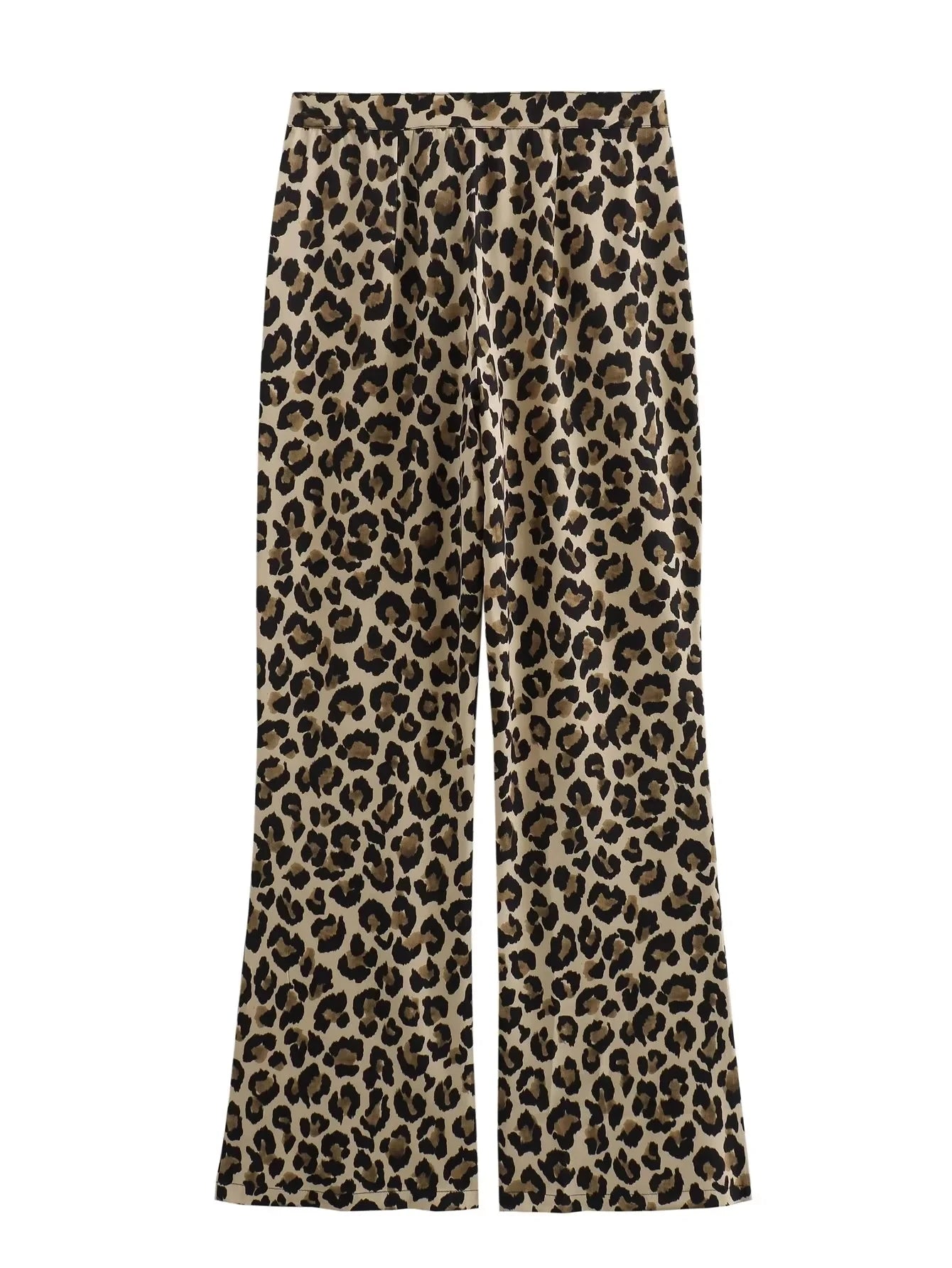 TRAF Vintage Leopard Pants Women High Waist Animal Print