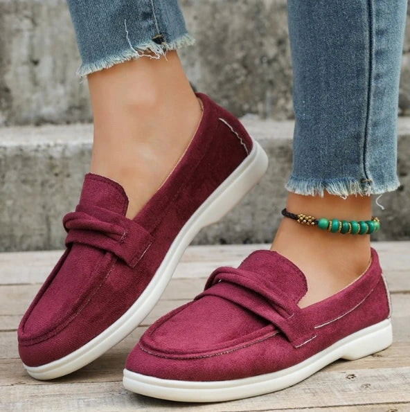 Zapatillas para mujer elegantes y cómodas Style Lazy One-Piece , Large Size Retro Flat Comfortable Beanie Shoes