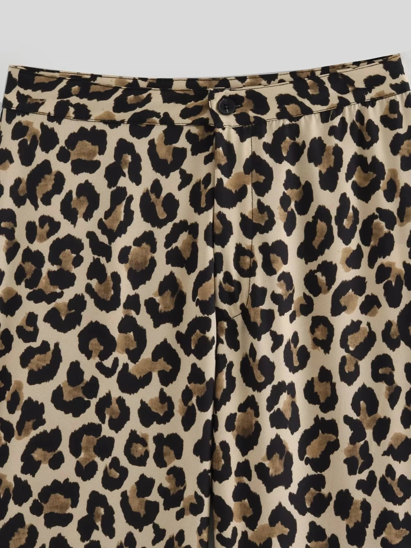 TRAF Vintage Leopard Pants Women High Waist Animal Print