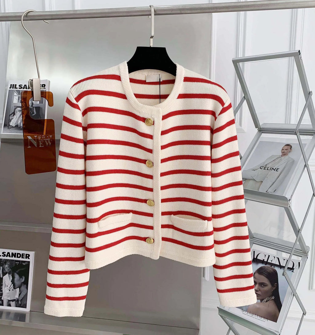 Women Stripe Knitted Cardigans Spring