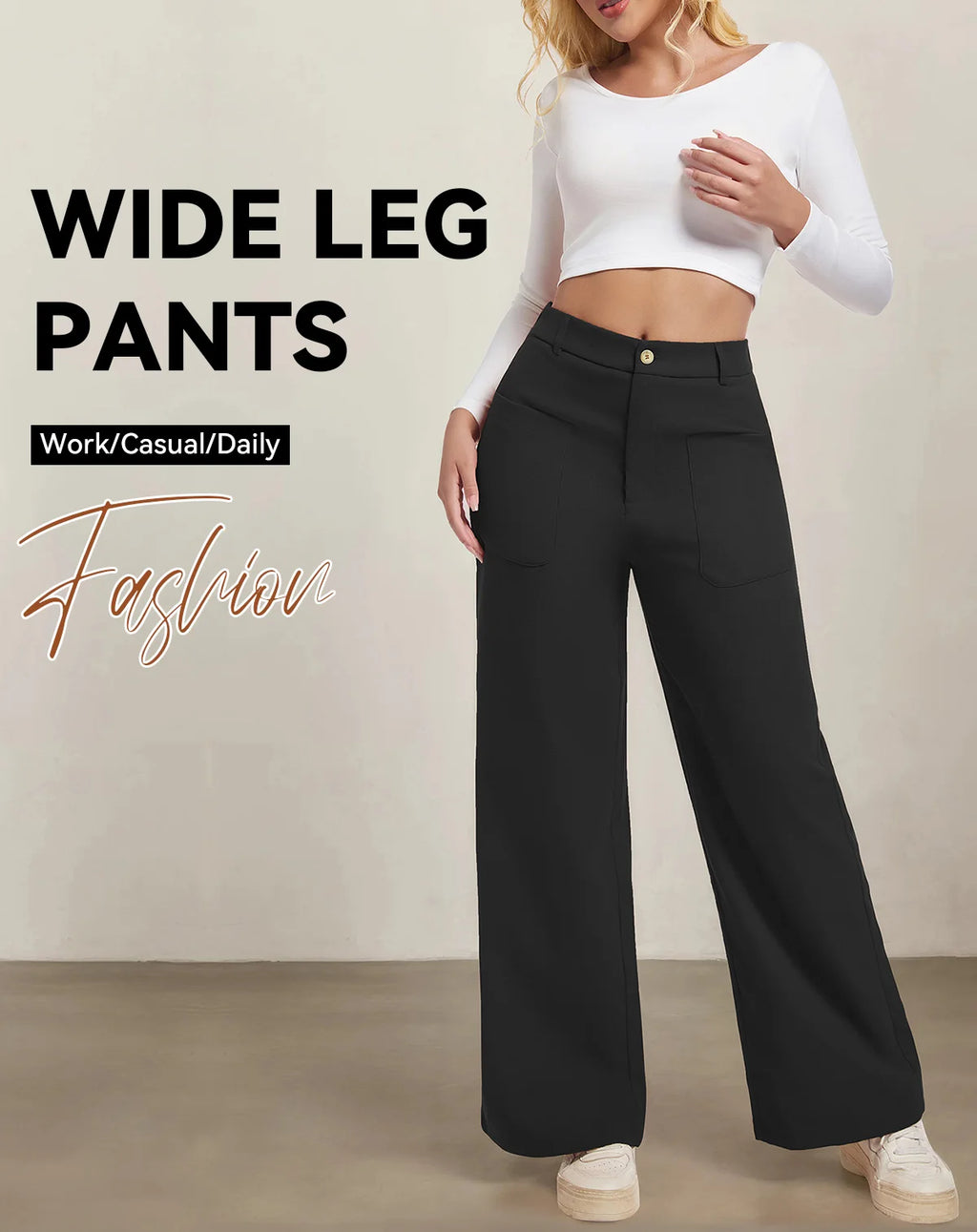 Women's Plain Pocket Button. Pantalones para mujer elegantes