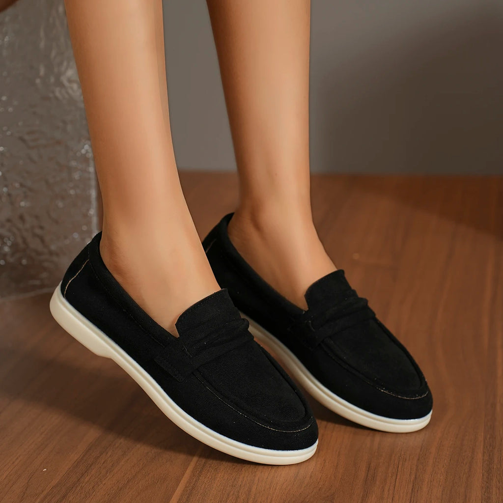 Zapatillas para mujer elegantes y cómodas Style Lazy One-Piece , Large Size Retro Flat Comfortable Beanie Shoes