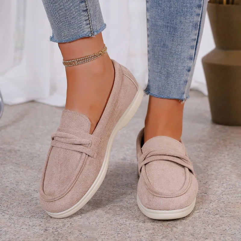 Zapatillas para mujer elegantes y cómodas Style Lazy One-Piece , Large Size Retro Flat Comfortable Beanie Shoes