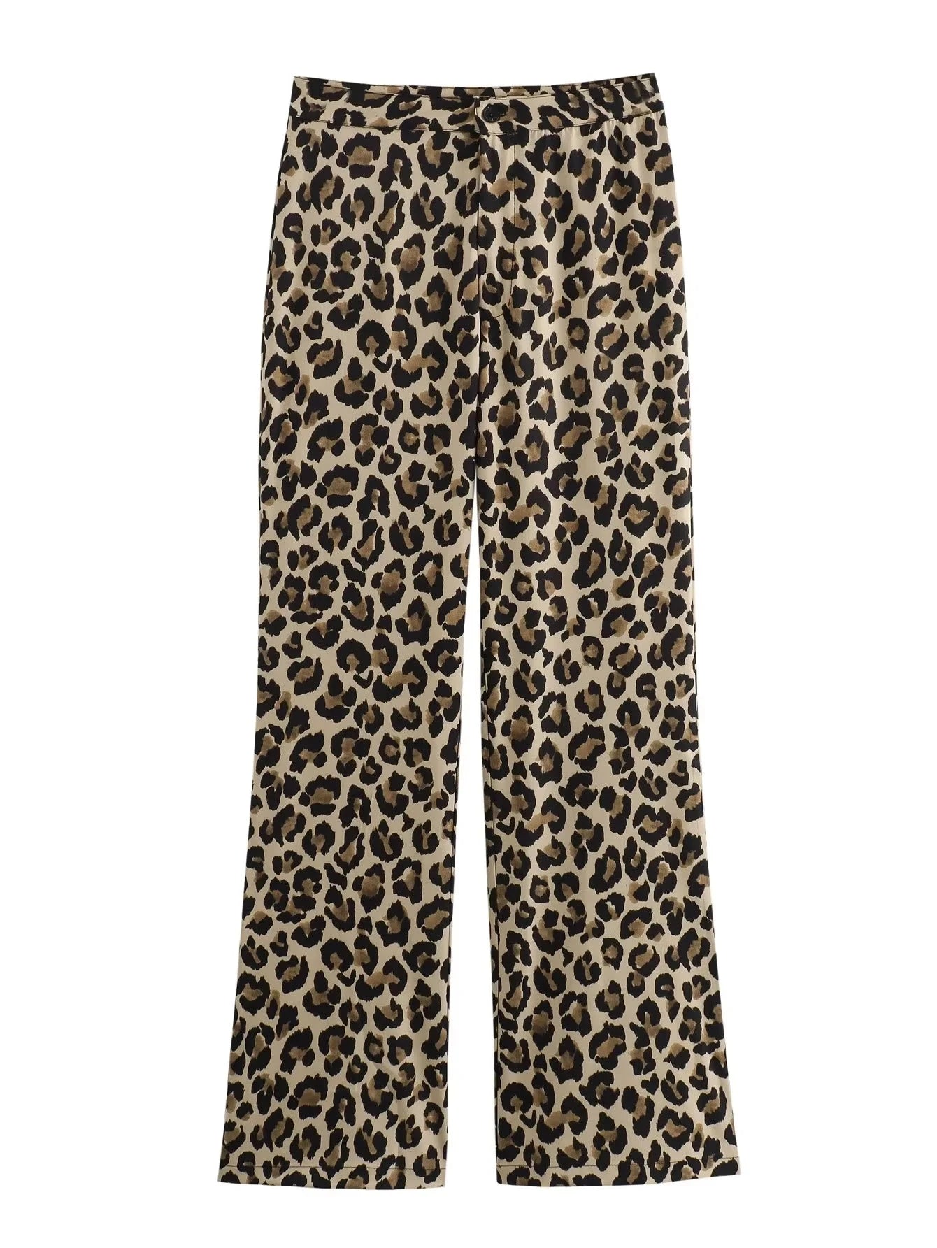 TRAF Vintage Leopard Pants Women High Waist Animal Print