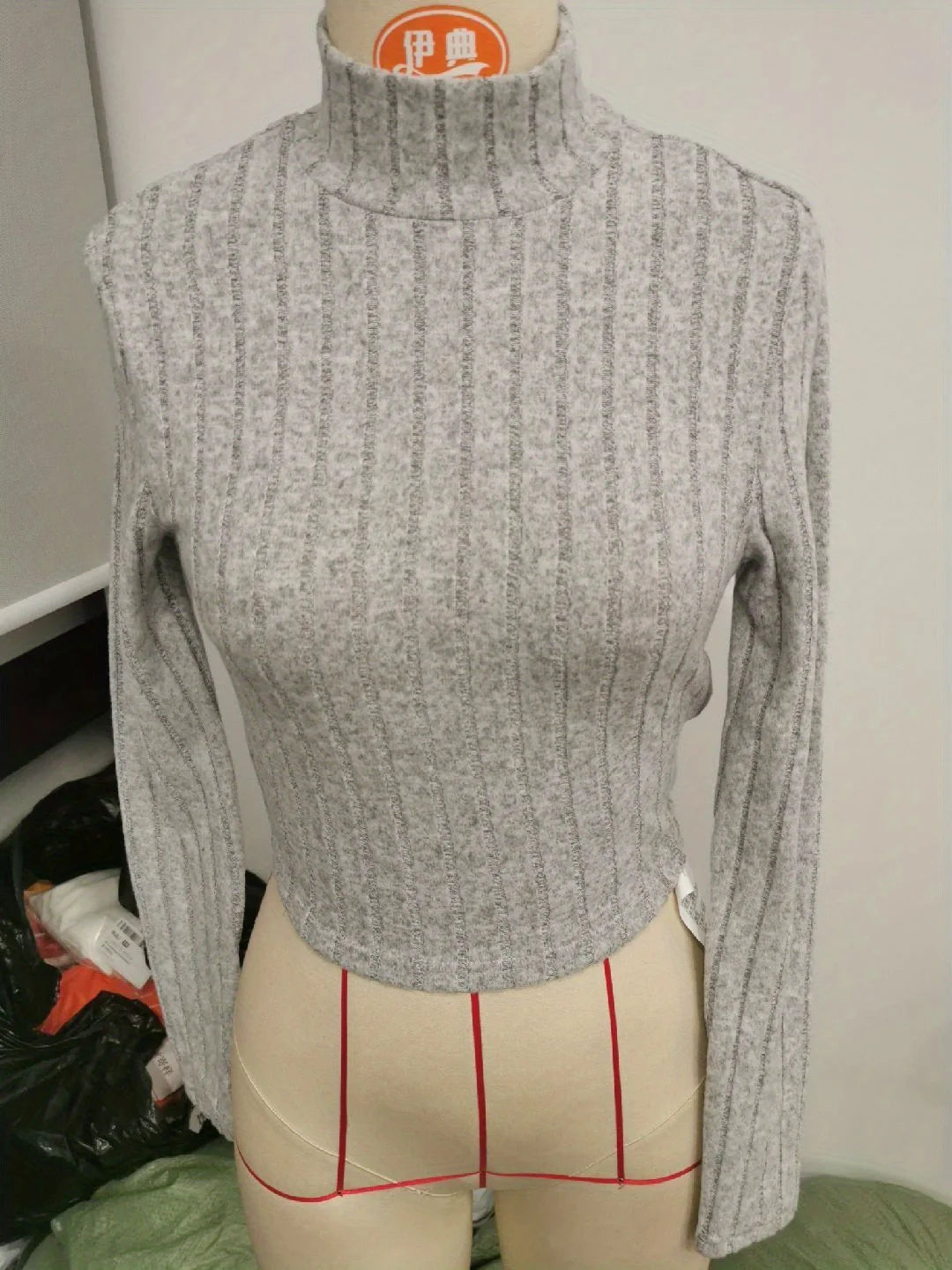 Women's Solid Color Knit Suit Spring Summer Stand Collar Striped Long Sleeve Pullover Top And Pants Streetwear Two Piece Set