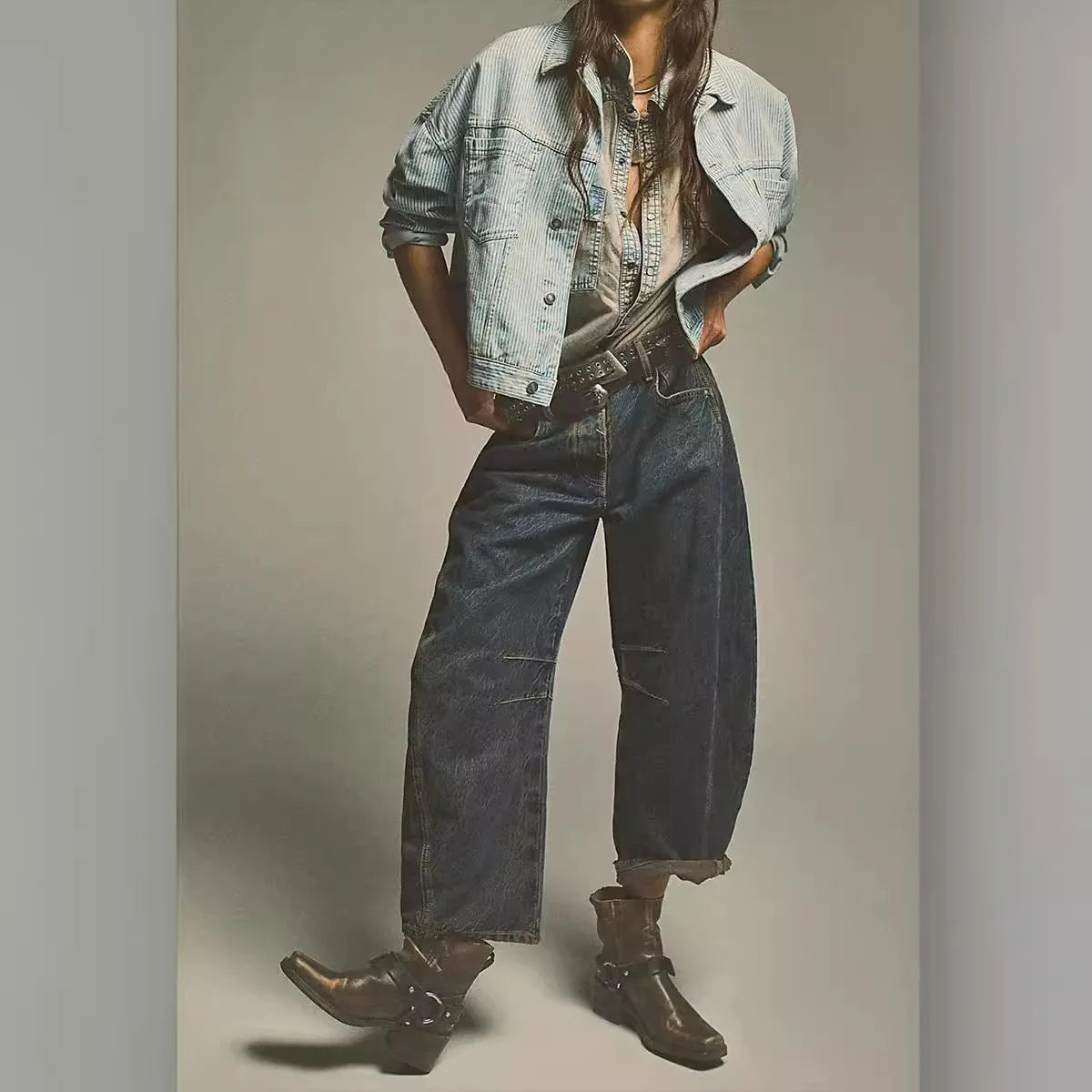 Washed Jeans Women Wide Leg Pants