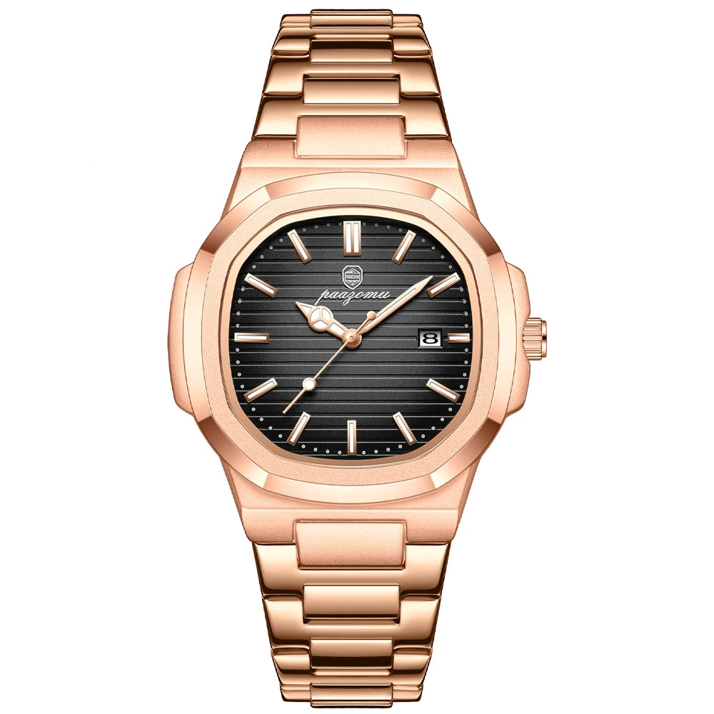 PAAZOMU Luxury Watch Stainless Steel Square