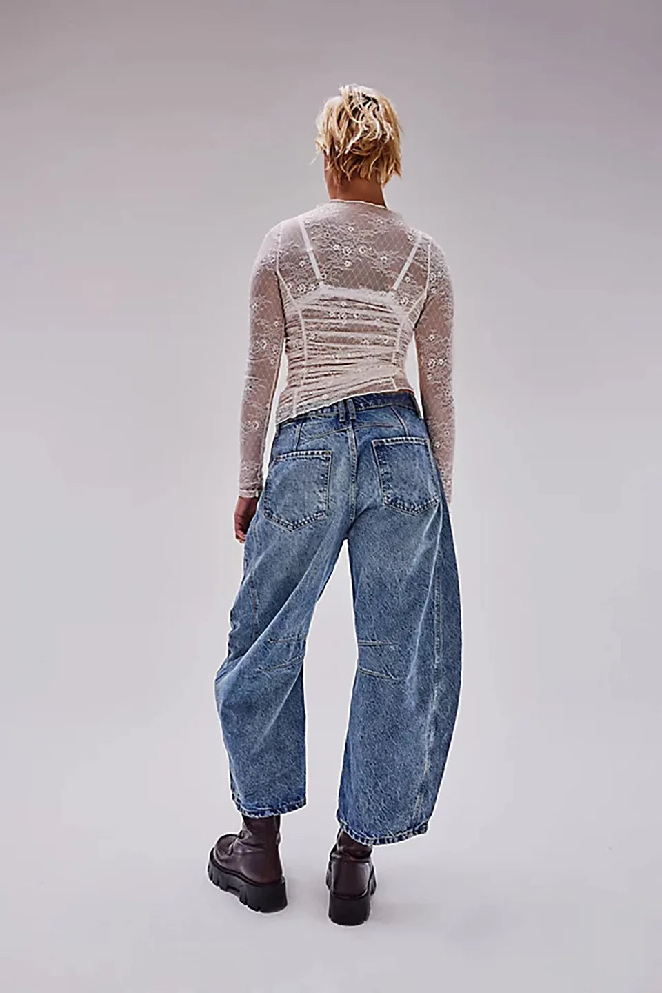 Washed Jeans Women Wide Leg Pants