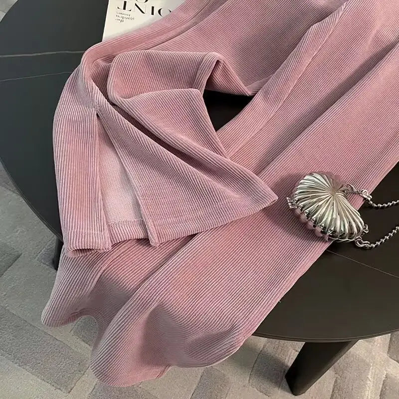 Women Two Piece Set Tracksuit Pant .Juego de patalon y blusa color rosa ideal para otoño invierno