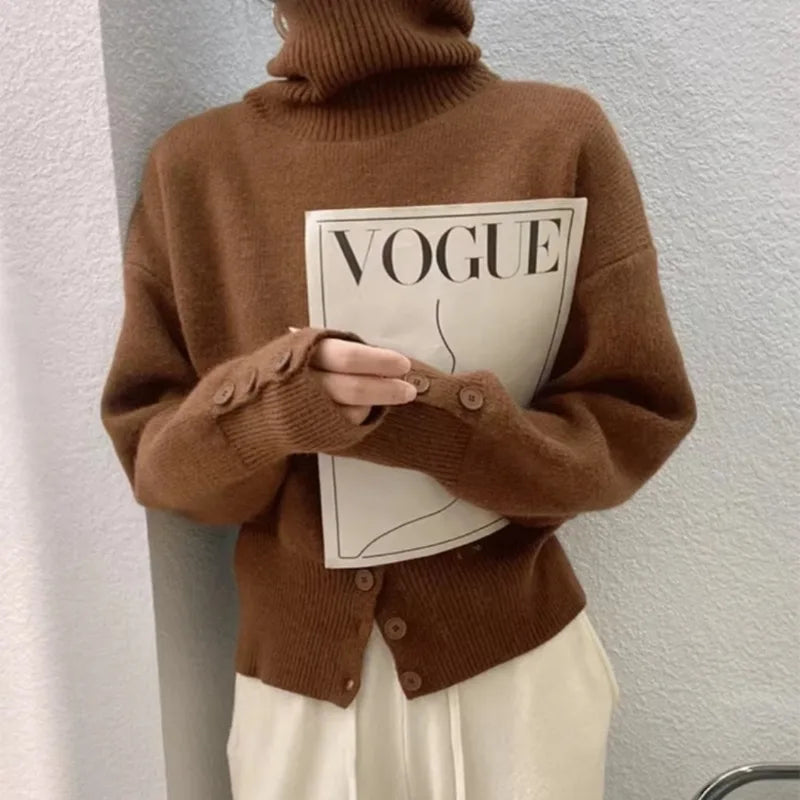 Autumn Fashion Hem Button Sweater Winter New Elegant .Cardigan para mujer