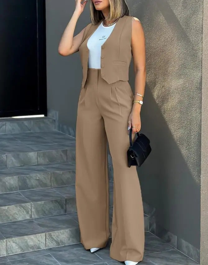 Conjunto de pantalón y chaleco para mujer