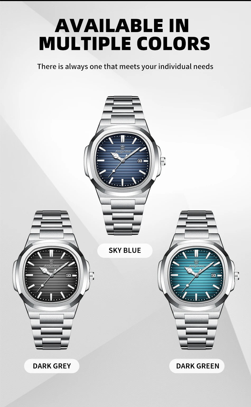 PAAZOMU Luxury Watch Stainless Steel Square