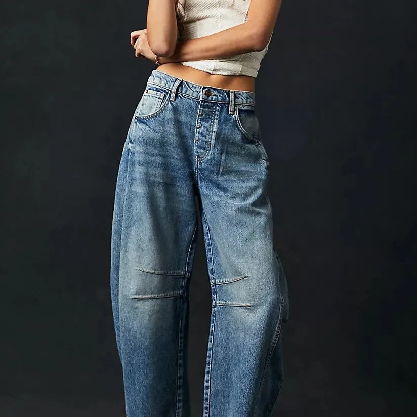 Washed Jeans Women Wide Leg Pants