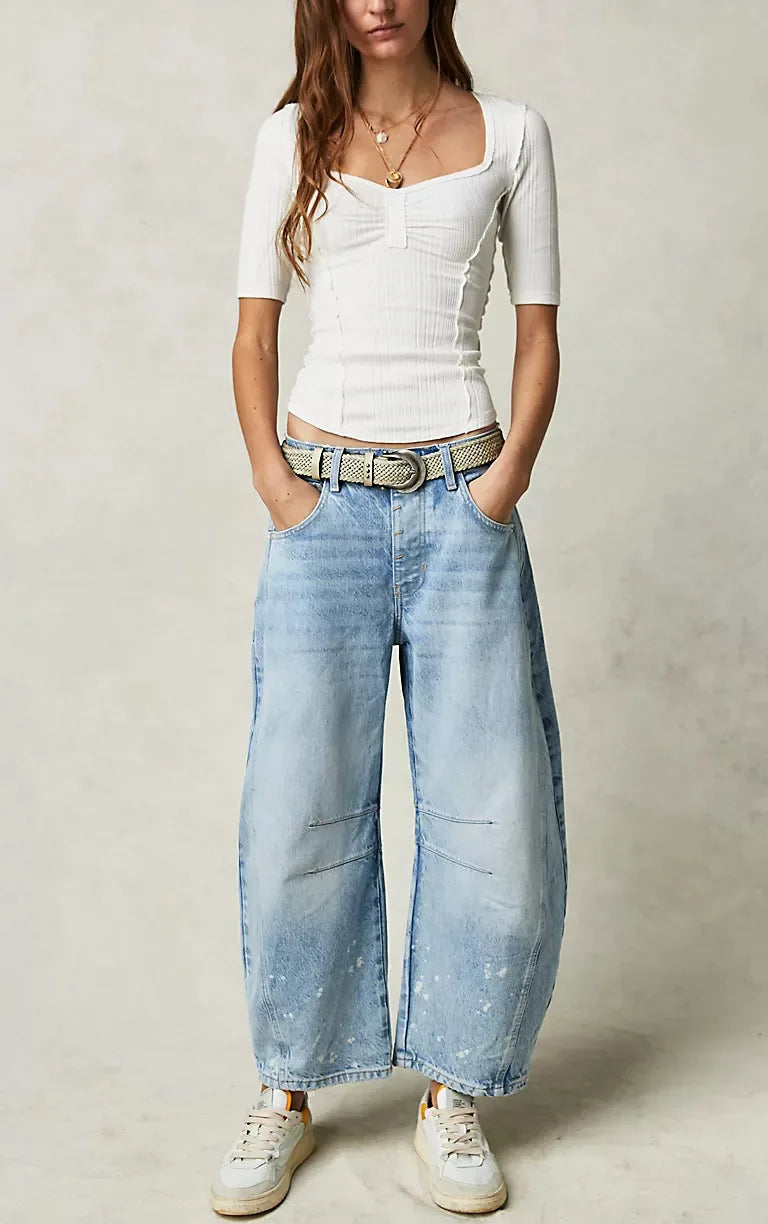 Washed Jeans Women Wide Leg Pants