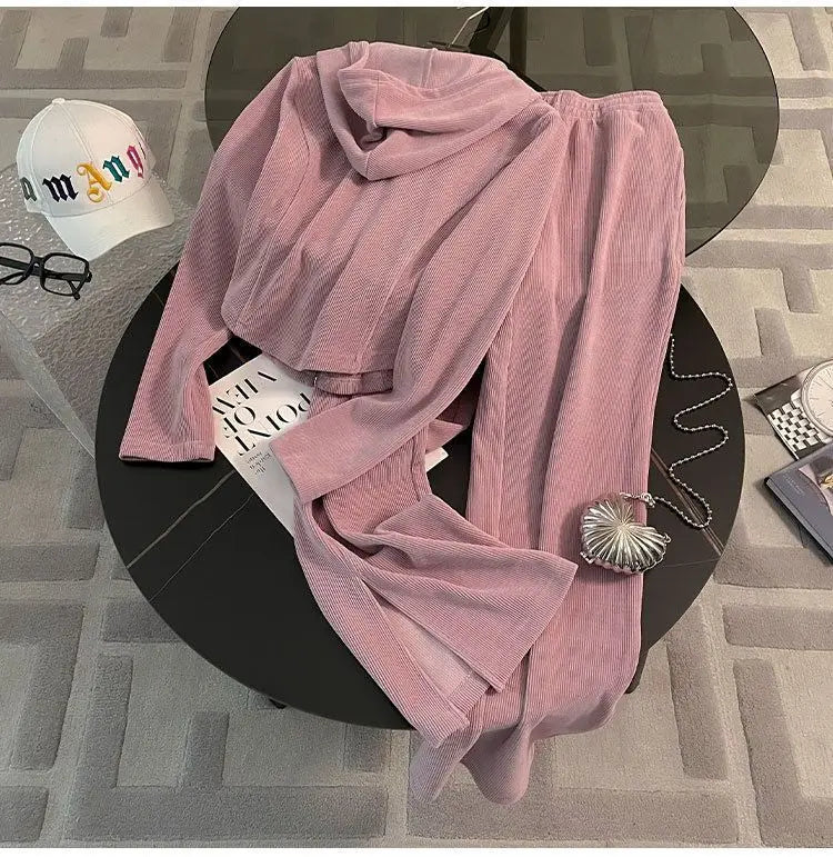 Women Two Piece Set Tracksuit Pant .Juego de patalon y blusa color rosa ideal para otoño invierno