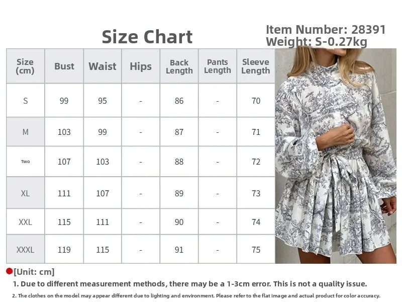 fashion  High Waist Printed Dr Gown with Belt A-Line Silhouette for Women 
Vestido romántico con volantes