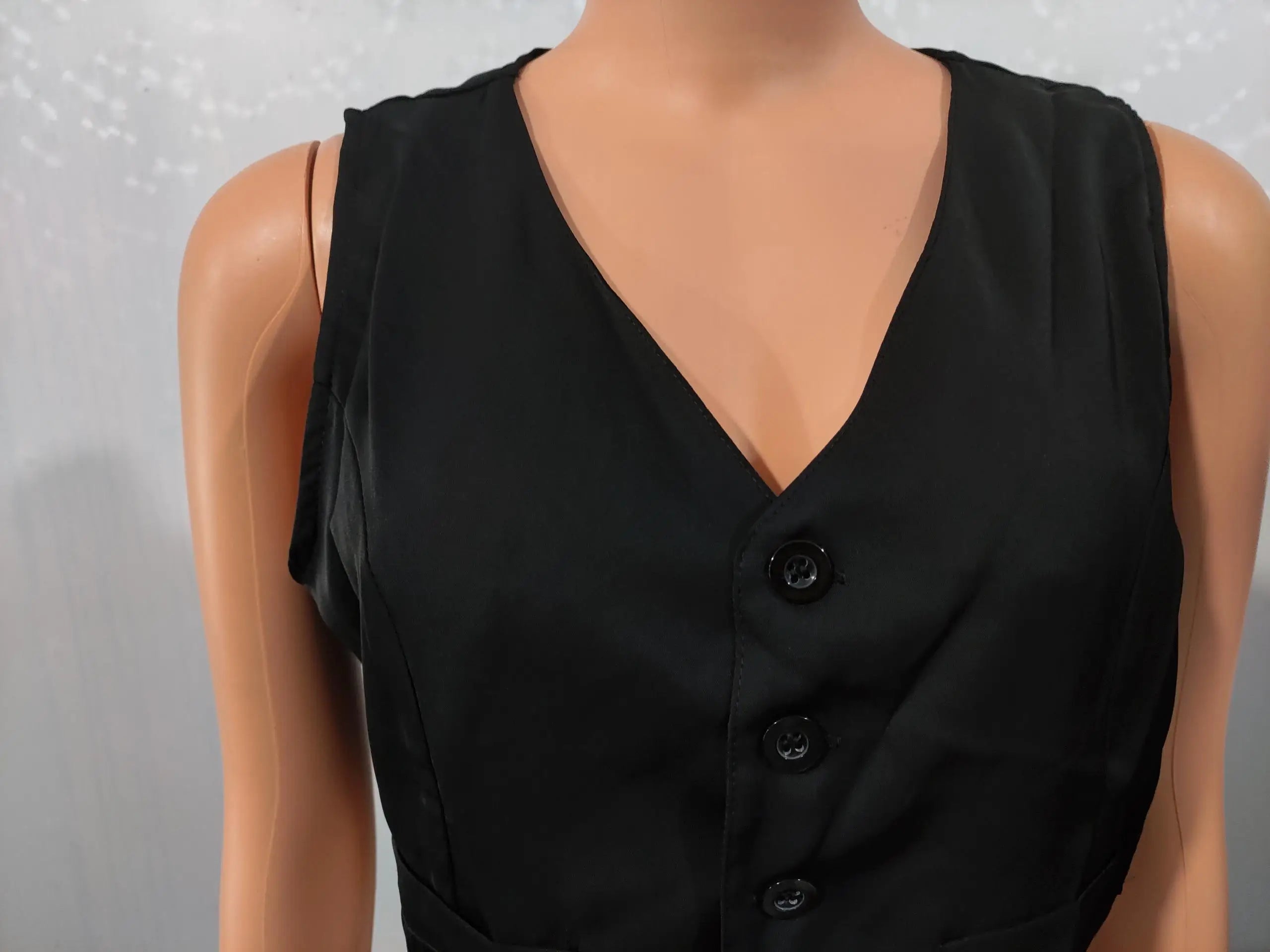 Elegant V-Neck Buttoned Vest Top & Pocket Design Pants Set Womens Two Piece Sets Outfit .Conjunto de 2 piezas pantalón y chaleco