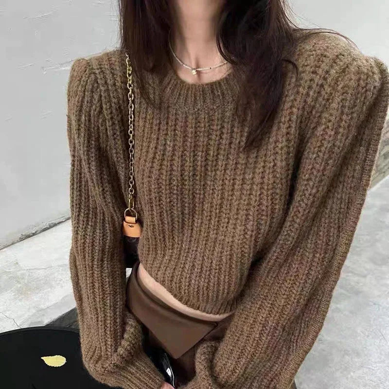 Fashion temperament all-match loose top women.Cardigan de punto elegante para mujer ideal para el invierno