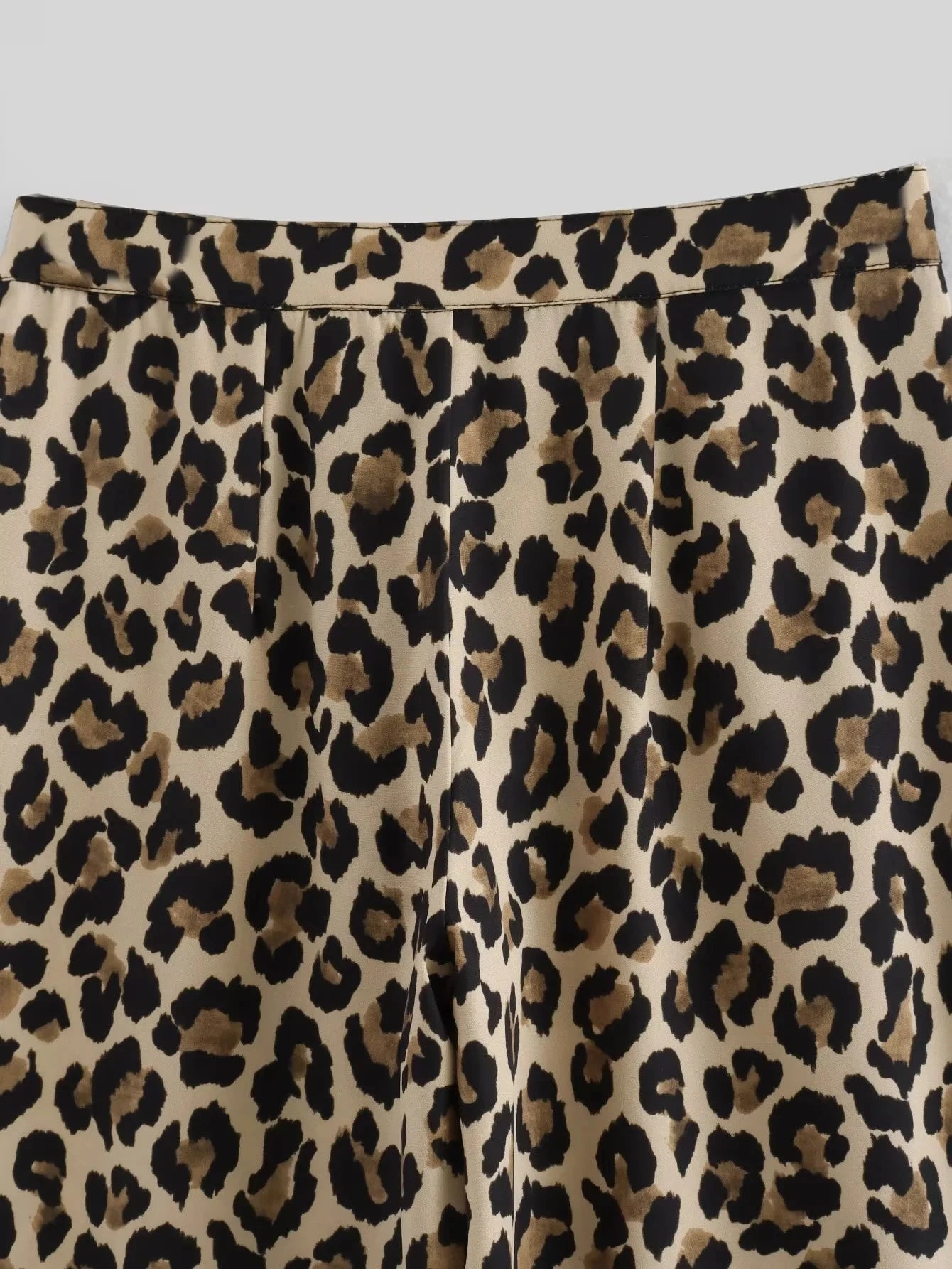 TRAF Vintage Leopard Pants Women High Waist Animal Print