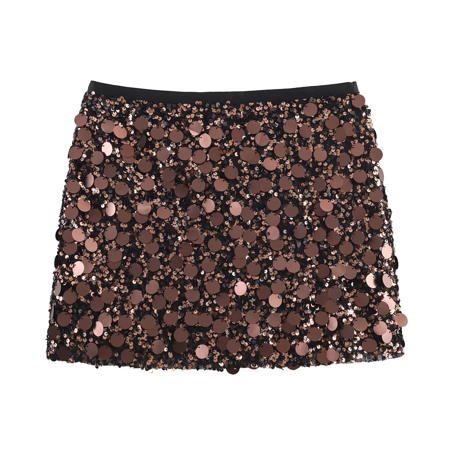 Sexy Brown Straight Chic Ladies Mini Skirts ,Saya de lentejuelas ,ideal para las fiestas y salidas navideñas